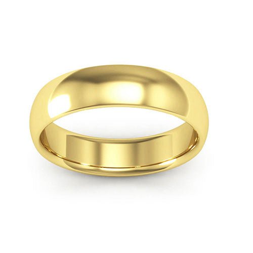 10K Yellow Gold 5mm half round comfort fit wedding band - DELLAFORA