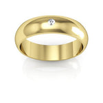 10K Yellow Gold 5mm half round diamond wedding band - DELLAFORA