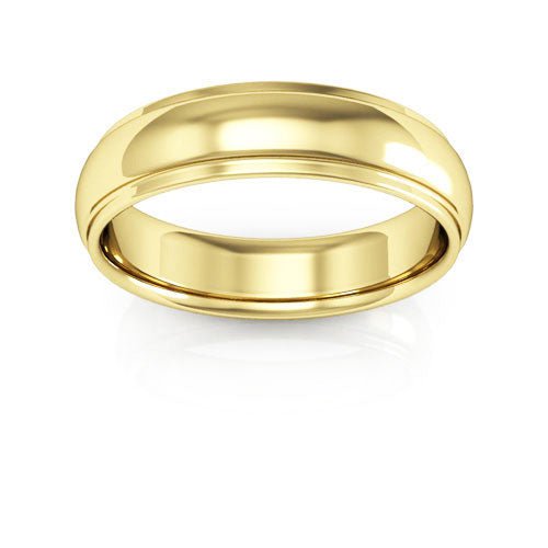 10K Yellow Gold 5mm half round edge design comfort fit wedding band - DELLAFORA