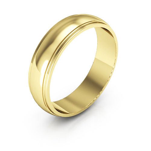 10K Yellow Gold 5mm half round edge design wedding band - DELLAFORA