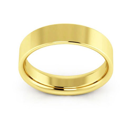 10K Yellow Gold 5mm heavy weight flat comfort fit wedding band - DELLAFORA