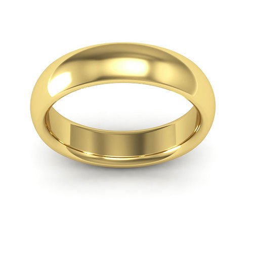10K Yellow Gold 5mm heavy weight half round comfort fit wedding band - DELLAFORA
