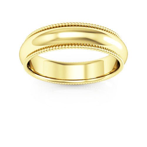 10K Yellow Gold 5mm milgrain comfort fit wedding band - DELLAFORA
