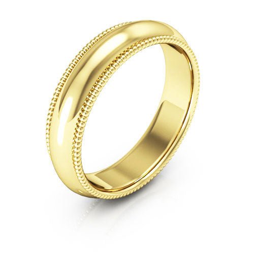 10K Yellow Gold 5mm milgrain comfort fit wedding band - DELLAFORA