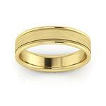 10K Yellow Gold 5mm milgrain raised edge design brushed center comfort fit wedding band - DELLAFORA