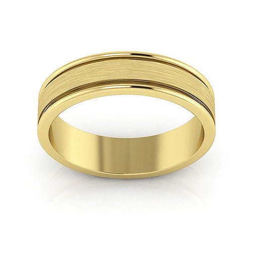 10K Yellow Gold 5mm raised edge design brushed center wedding band - DELLAFORA