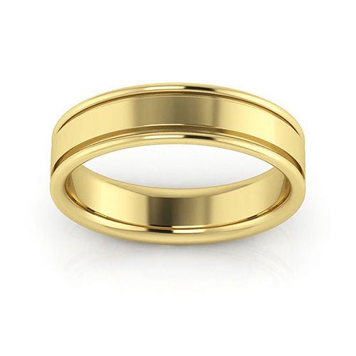 10K Yellow Gold 5mm raised edge design comfort fit wedding band - DELLAFORA