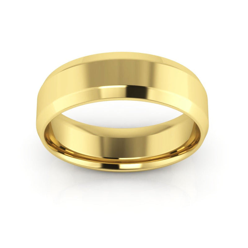 10K Yellow Gold 6mm beveled edge comfort fit wedding band - DELLAFORA