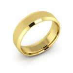 10K Yellow Gold 6mm beveled edge satin center comfort fit wedding band - DELLAFORA