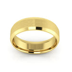 10K Yellow Gold 6mm beveled edge satin center comfort fit wedding band - DELLAFORA