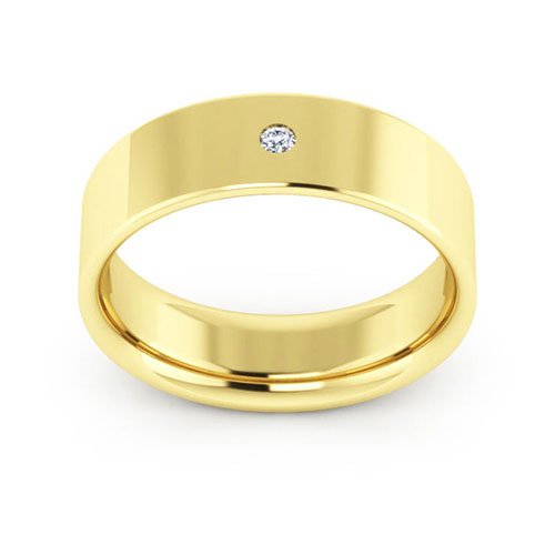 10K Yellow Gold 6mm flat comfort fit diamond wedding band - DELLAFORA