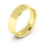 10K Yellow Gold 6mm flat comfort fit diamond wedding band - DELLAFORA