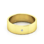 10K Yellow Gold 6mm flat diamond wedding band - DELLAFORA