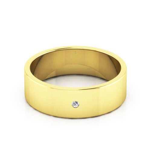 10K Yellow Gold 6mm flat diamond wedding band - DELLAFORA