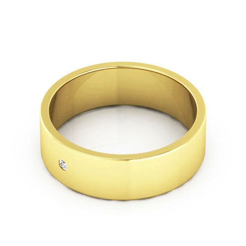 10K Yellow Gold 6mm flat diamond wedding band - DELLAFORA