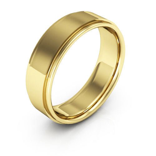 10K Yellow Gold 6mm flat edge design comfort fit wedding band - DELLAFORA