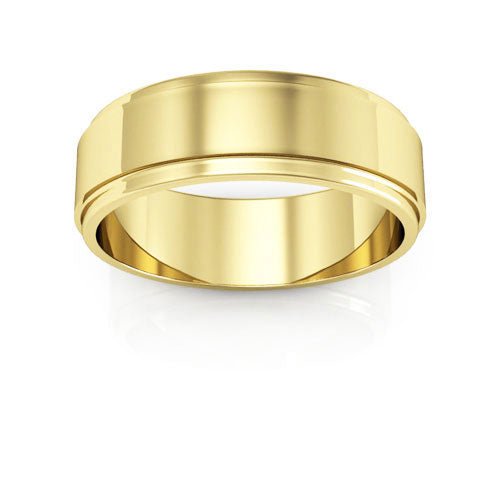 10K Yellow Gold 6mm flat edge design wedding band - DELLAFORA