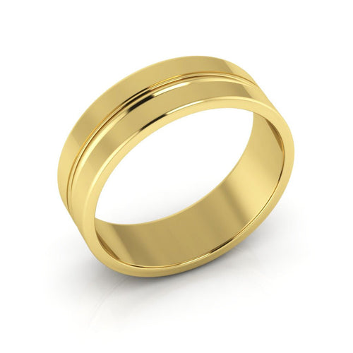 10K Yellow Gold 6mm grooved design wedding band - DELLAFORA