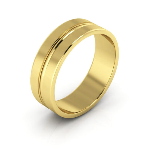 10K Yellow Gold 6mm grooved design wedding band - DELLAFORA