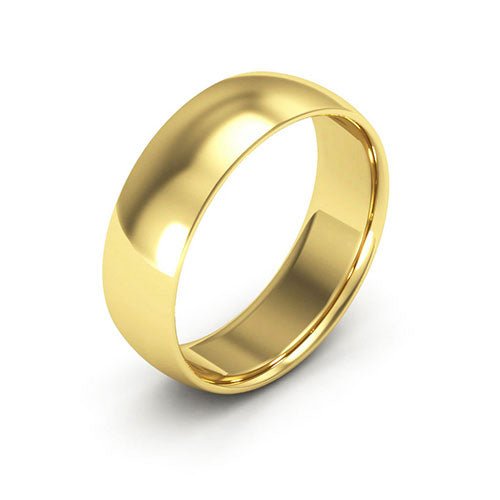 10K Yellow Gold 6mm half round comfort fit wedding band - DELLAFORA
