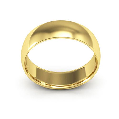 10K Yellow Gold 6mm half round comfort fit wedding band - DELLAFORA