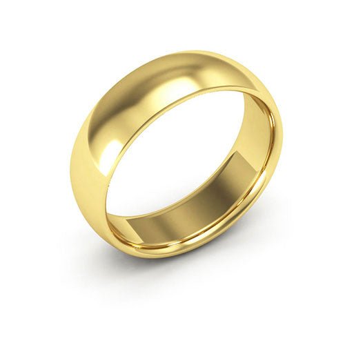 10K Yellow Gold 6mm half round comfort fit wedding band - DELLAFORA