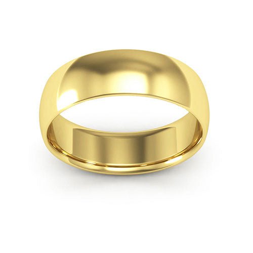 10K Yellow Gold 6mm half round comfort fit wedding band - DELLAFORA