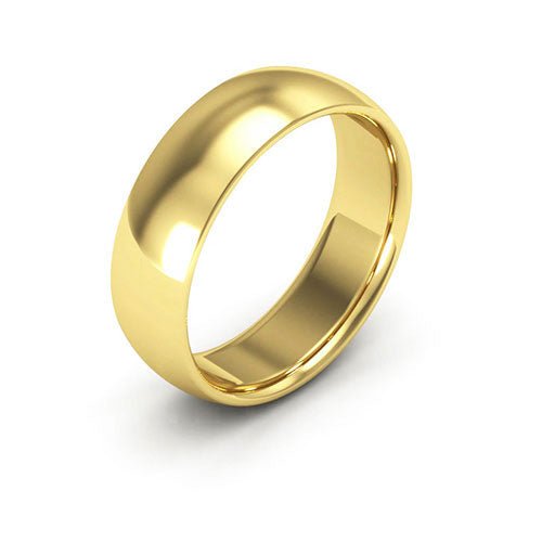 10K Yellow Gold 6mm half round comfort fit wedding band - DELLAFORA