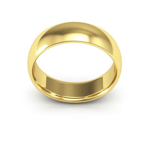 10K Yellow Gold 6mm half round comfort fit wedding band - DELLAFORA