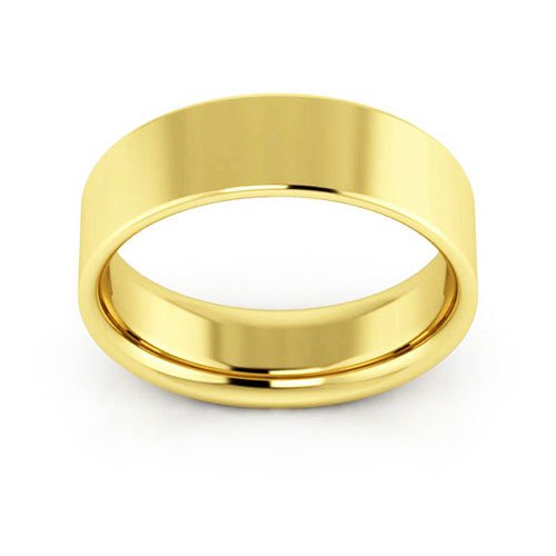 10K Yellow Gold 6mm heavy weight flat comfort fit wedding band - DELLAFORA