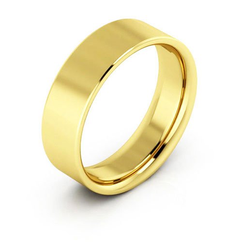 10K Yellow Gold 6mm heavy weight flat comfort fit wedding band - DELLAFORA