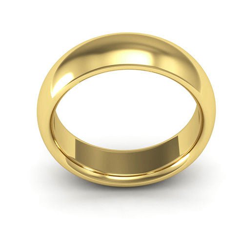 10K Yellow Gold 6mm heavy weight half round comfort fit wedding band - DELLAFORA