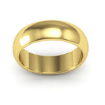 10K Yellow Gold 6mm heavy weight half round wedding band - DELLAFORA