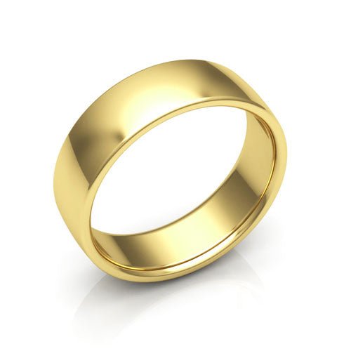 10K Yellow Gold 6mm low dome comfort fit wedding band - DELLAFORA