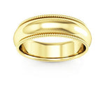 10K Yellow Gold 6mm milgrain comfort fit wedding band - DELLAFORA