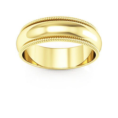 10K Yellow Gold 6mm milgrain wedding band - DELLAFORA