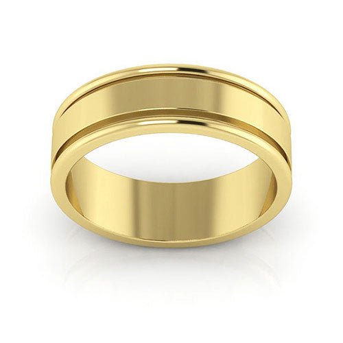 10K Yellow Gold 6mm raised edge design wedding band - DELLAFORA