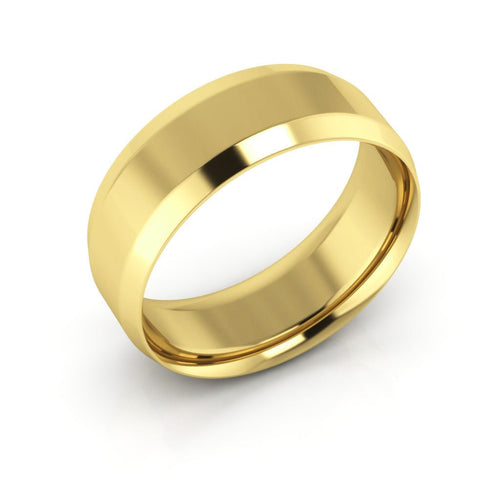 10K Yellow Gold 7mm beveled edge comfort fit wedding band - DELLAFORA