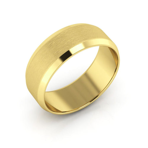 10K Yellow Gold 7mm beveled edge satin center wedding band - DELLAFORA