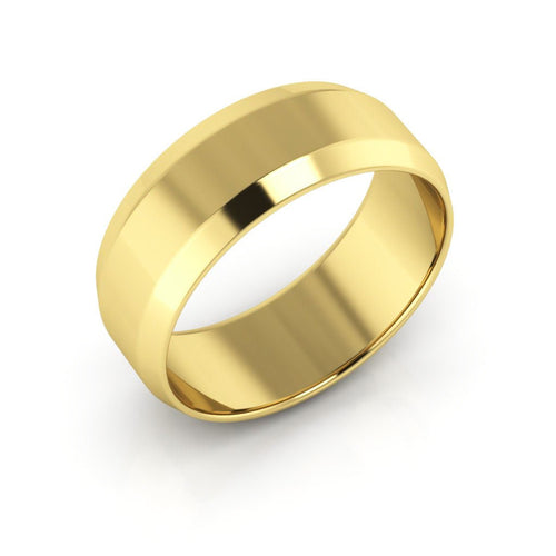 10K Yellow Gold 7mm beveled edge wedding band - DELLAFORA