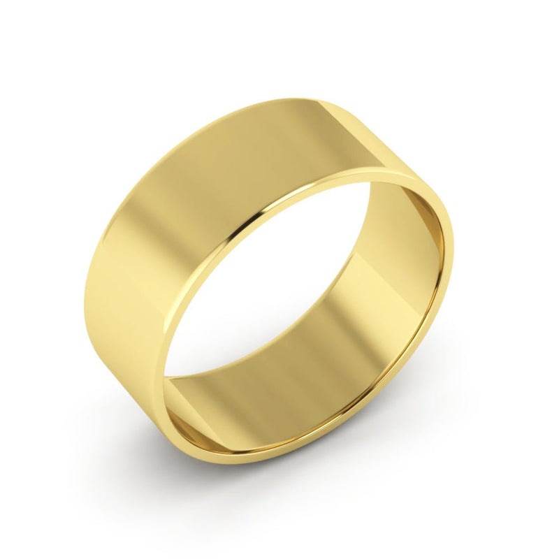 10K Yellow Gold 7mm extra light flat wedding bands - DELLAFORA