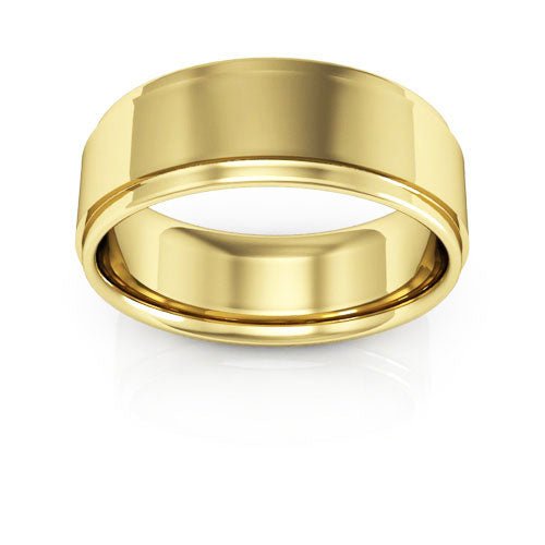 10K Yellow Gold 7mm flat edge design comfort fit wedding band - DELLAFORA