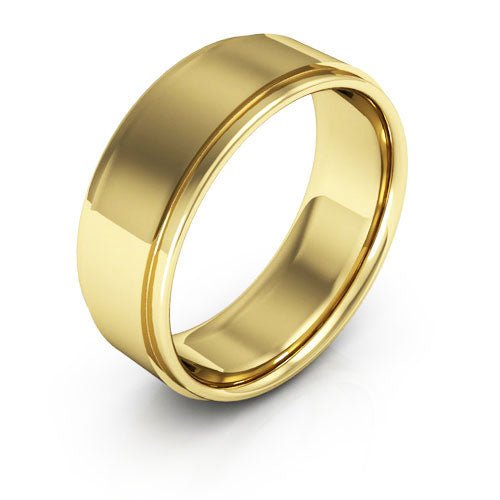 10K Yellow Gold 7mm flat edge design comfort fit wedding band - DELLAFORA