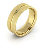 10K Yellow Gold 7mm grooved design brushed comfort fit wedding band - DELLAFORA