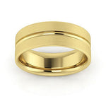 10K Yellow Gold 7mm grooved design brushed comfort fit wedding band - DELLAFORA