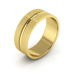 10K Yellow Gold 7mm grooved design brushed wedding band - DELLAFORA