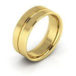 10K Yellow Gold 7mm grooved design comfort fit wedding band - DELLAFORA