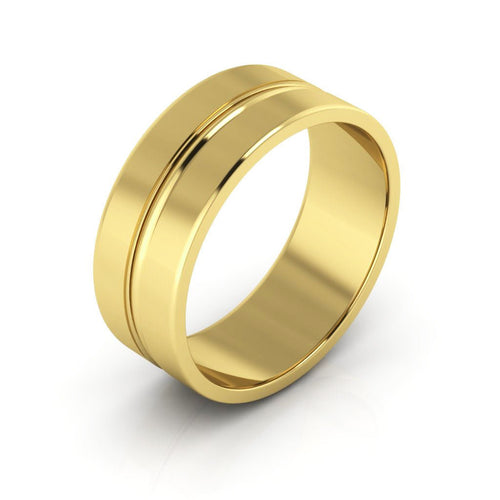 10K Yellow Gold 7mm grooved design wedding band - DELLAFORA