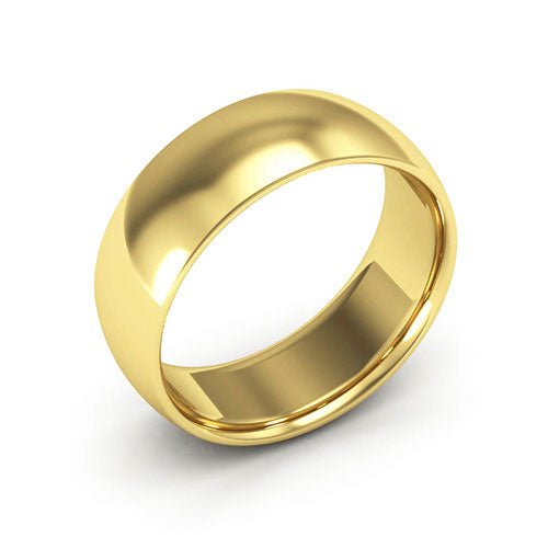 10K Yellow Gold 7mm half round comfort fit wedding band - DELLAFORA