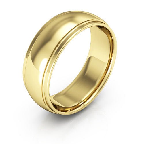 10K Yellow Gold 7mm half round edge design comfort fit wedding band - DELLAFORA